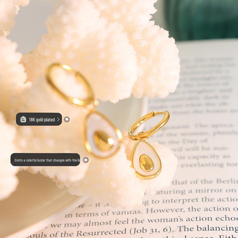Korean Trendy Avocado Shell Earrings: Geometric, Colorful, Elegant Ear Studs