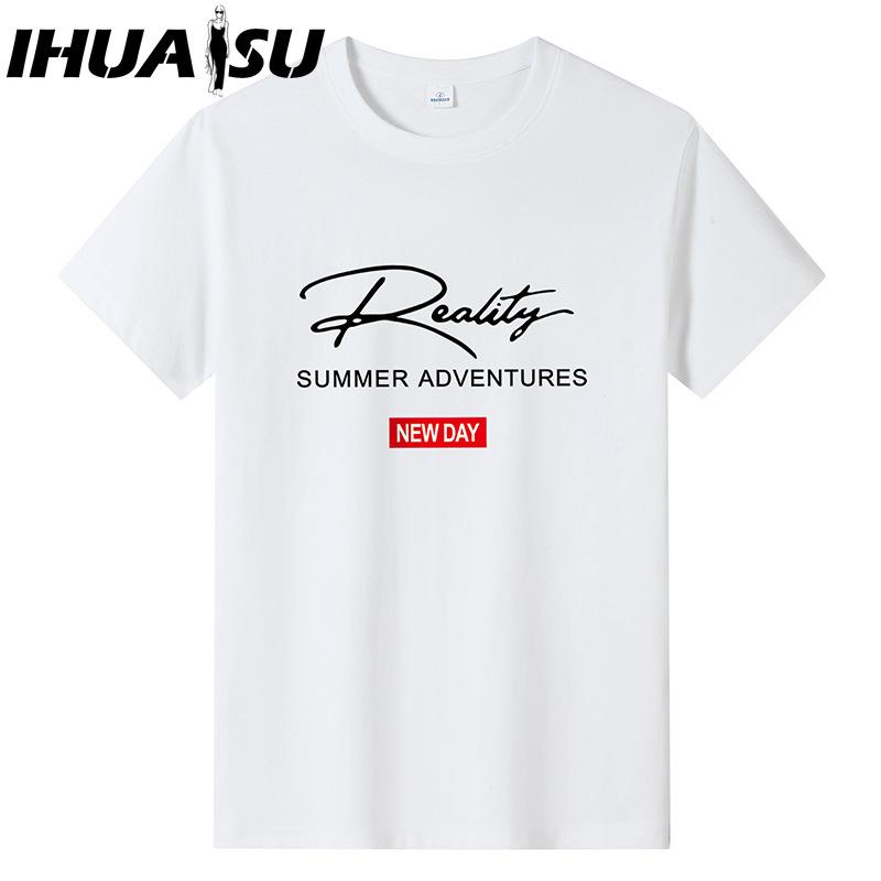 IHUASU Cotton Short Sleeve T-shirt Men's Fashion Loose Half Sleeve Shirt Printed Compassionate Shirt
