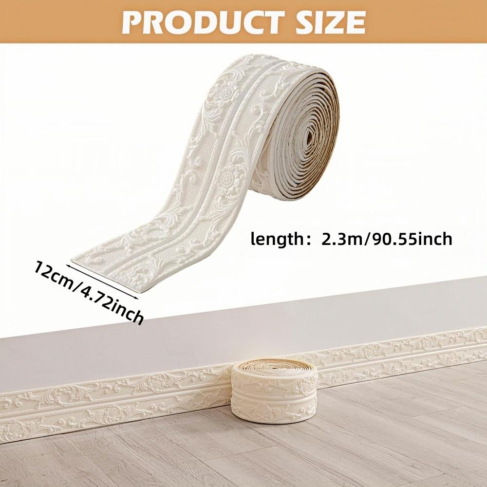 1 Piece of 2.3mX12cm Self-adhesive Wall Sticker, PVC Decorative Wall Sticker, Ceiling Corner Line, Suitable for Home Decoration