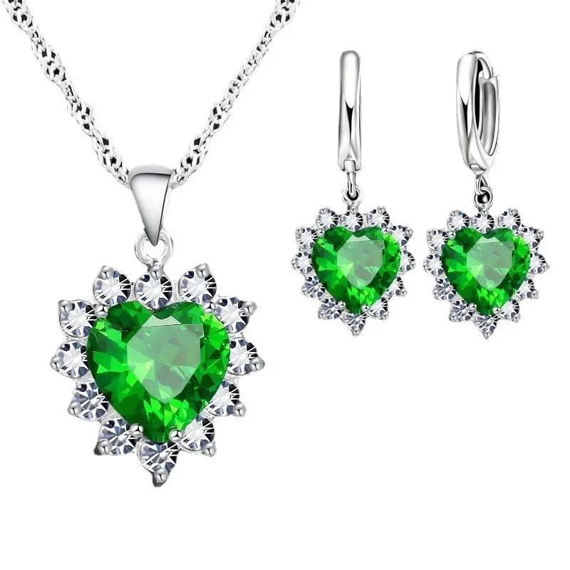 Exquisite Heart-shaped Necklace Earrings Jewelry Set for Women Charm Ladies Jewelry Bridal Accessory Set Romantic Gifts