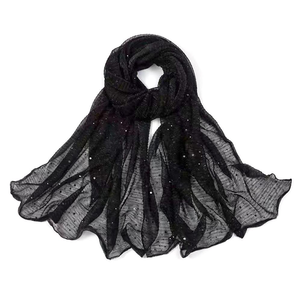 Thin Transparent Sequin Scarf Breathable Hijab Elegant Hijab Shawl for Women