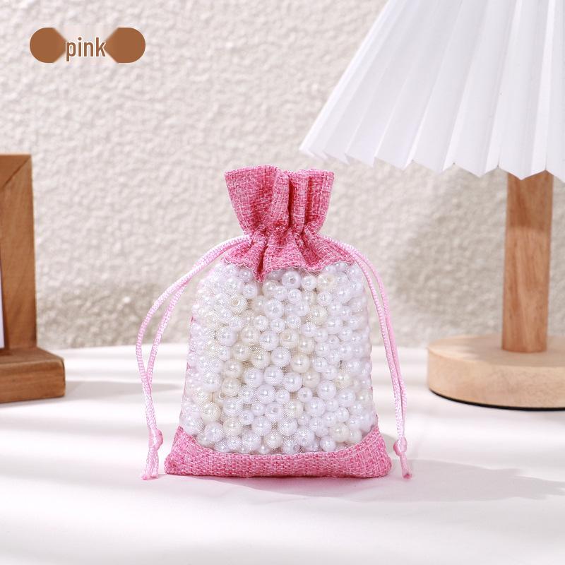 Drawstring Linen Jewelry Gift Bag - Composite Linen Storage Bag Available