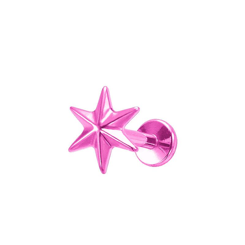 Six Pointed Star Anodized Plated ASTM F136 Titanium Labret Top Lip Ring Body Piercing Jewelry Helix Earrings