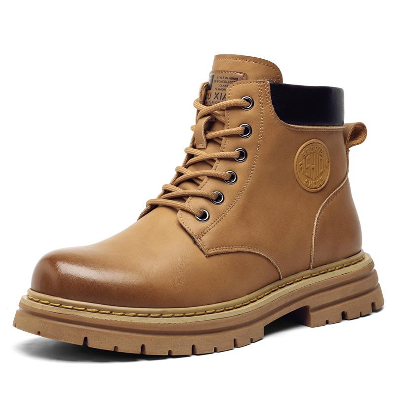 Men's Martin Boots Autumn and Winter Fleece Thickened Warm Rhubarb Boots Casual Trend British Tooling Boots Tide 2025