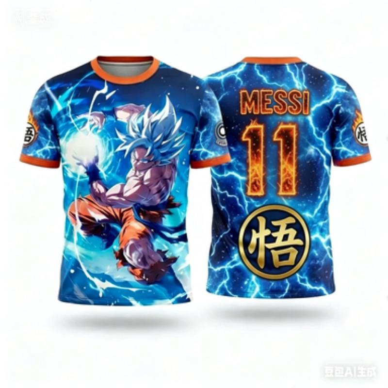 Popular Animal Dragon Ball Goku Football Superstar Messi Joint Jersey for Summer 2026 Adult and Children Sports Shirt