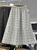 2025 Autumn/Winter Women's Korean Style Elastic Waist Printed A-line Midi Skirt