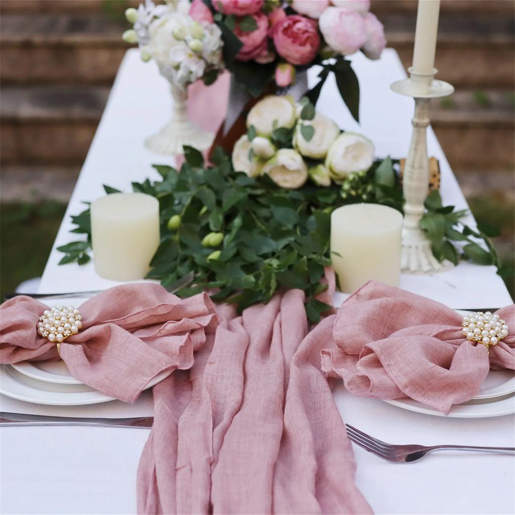 24PCS 18X18inch Recyclable Gauze Cotton Napkin Reusable Wedding Decor Party Christmas Table Decor Retro Cloth Napkin Edge Finish