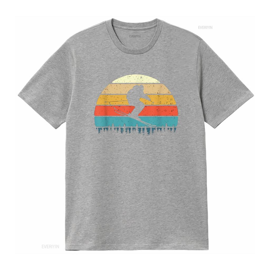 Retro Skier Skiing Winter Sports Ski Lover T Shirt vintage Washed designer clothes Stretched streetwear graphic Unisex