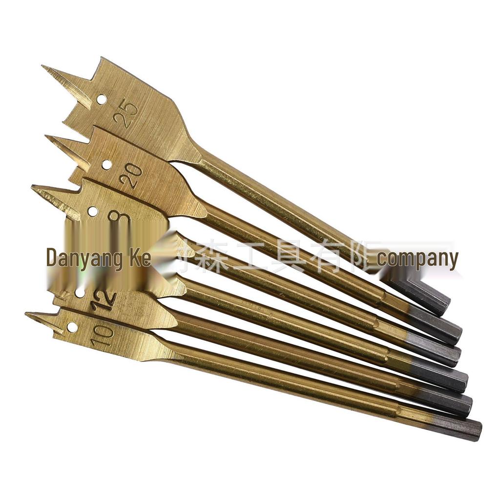 6pc Woodworking Chisel and Drill Set: 6-55mm High Carbon Steel with Flat Point for Wood Hole Enlarging