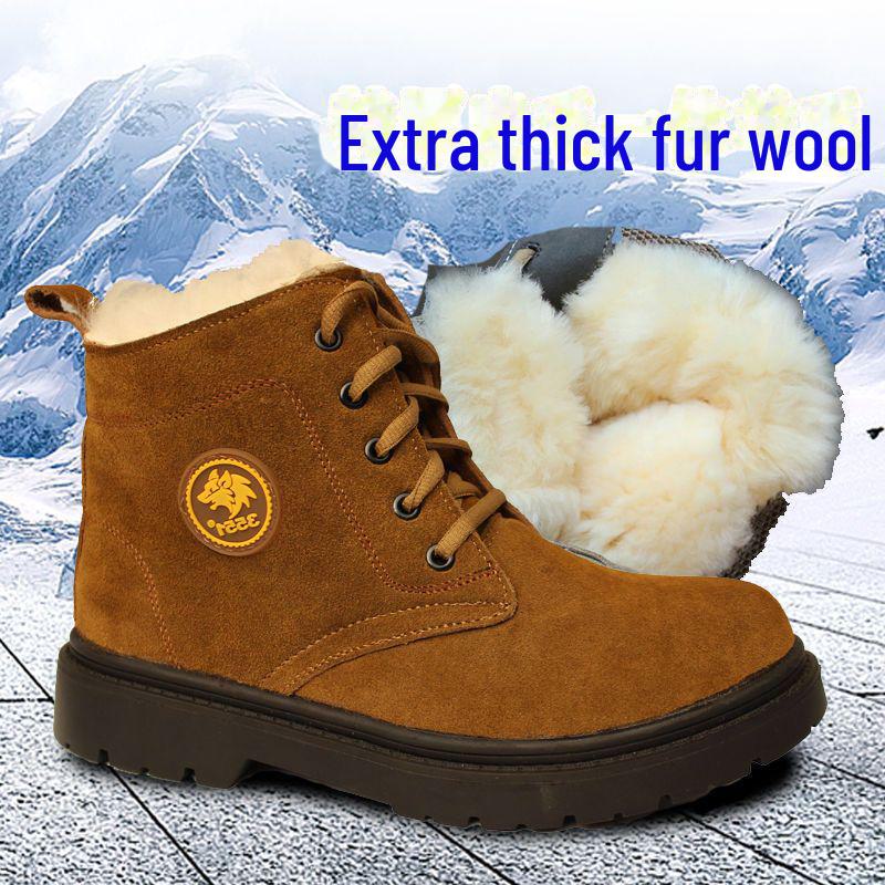 Мужские рабочие ботинки из коровьей кожи с мехом и толстым бархатом для снега и сварки 41 3350₽