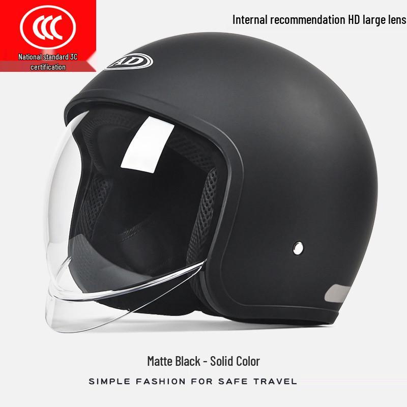 3C Certified AD Electric Motorcycle Helmet, All-Season Half Helmet for Men and Women, Winter-Proof for Scooter Commuting