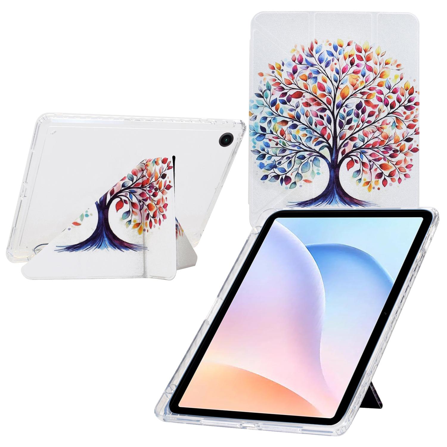 

Чохол для Samsung Galaxy Tab A9+ зі складаною підставкою, візерунчатий принт, шкіра + прозорий акрил, чохол для планшета з тримачем для олівця D