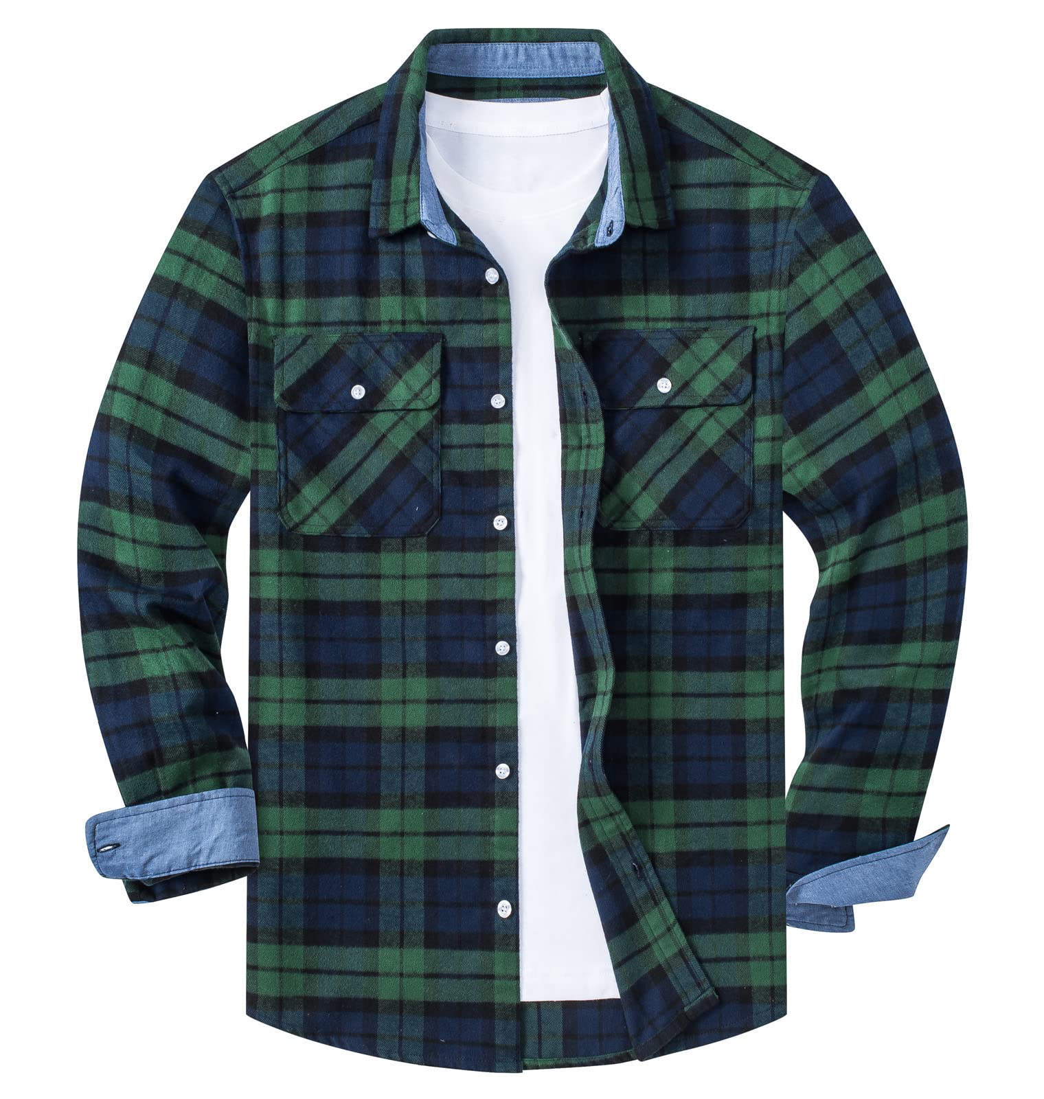 KEFITEVD Patterned Long Plus Double Chest Size M Men s Spring/Winter Shirt, Sleeve, Lightweight, Checkered, Size, Cotton, Casual, Green, Button-Down, зелёный