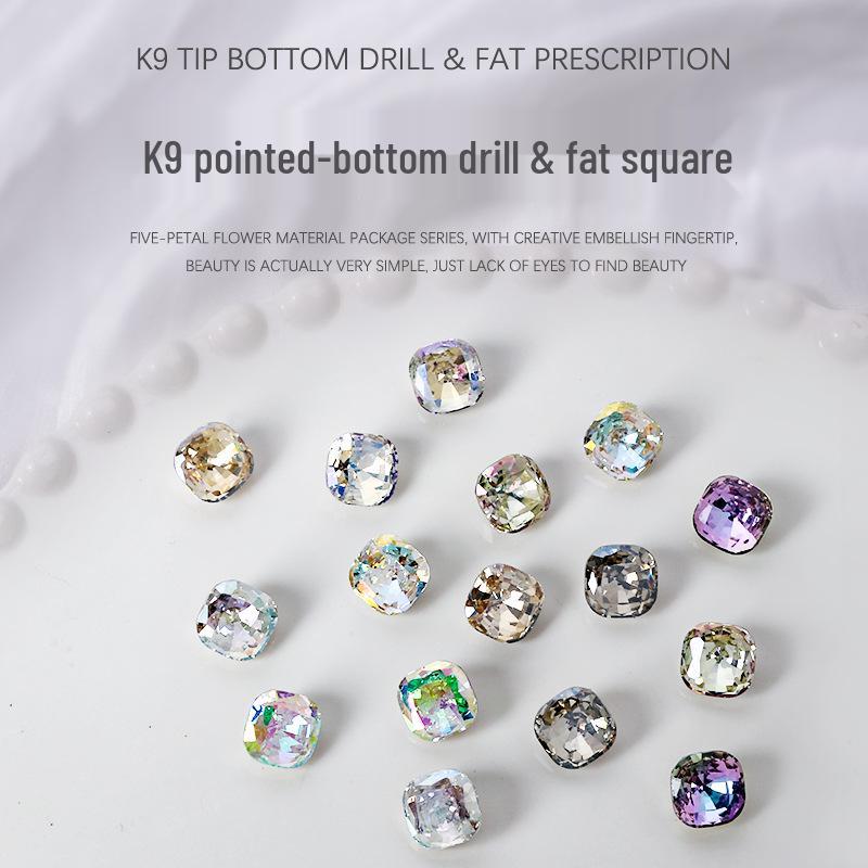 

K9 Nail Art Jewelry: High-Quality Irregular Square Diamond Rhinestones - 2pcs
