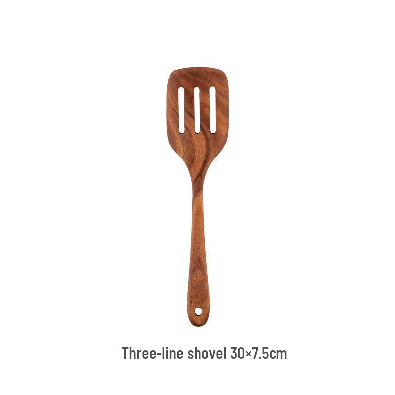 Teak 9-Piece Kitchen Set: Solid Wood Spatula, Spoon, Fork, Non-stick Pan, Acacia Wood Utensils, Long Handle Pot & Vegetable Spatula