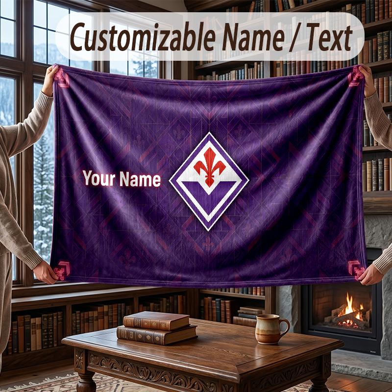 Custom Name Flannel Throw Blanket Fiorentina FC Pattern Warm Home Decoration
