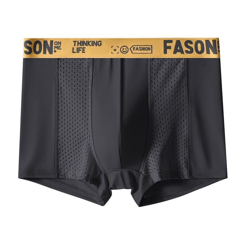 

Мужские трусы-боксеры, мужское нижнее белье, боксеры, мужские трусы-боксеры Ropa Interior Hombre Calzoncillos, дышащая сетка, мужские боксеры из ледяного шелка 4XL темно серый