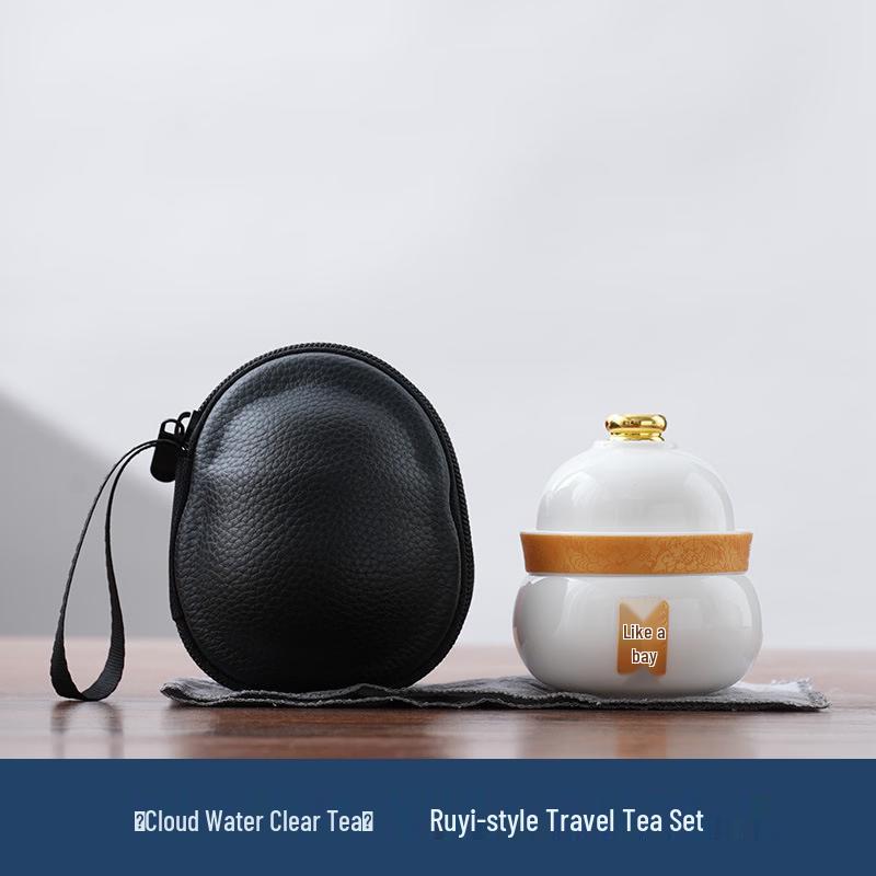 Chaxun White Porcelain Gourd Quick Brew Travel Tea Set