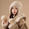 Fashion plush thread ear protection warm hat women's winter cold-proof ski cotton hat outdoor cycling knitted hairball hat