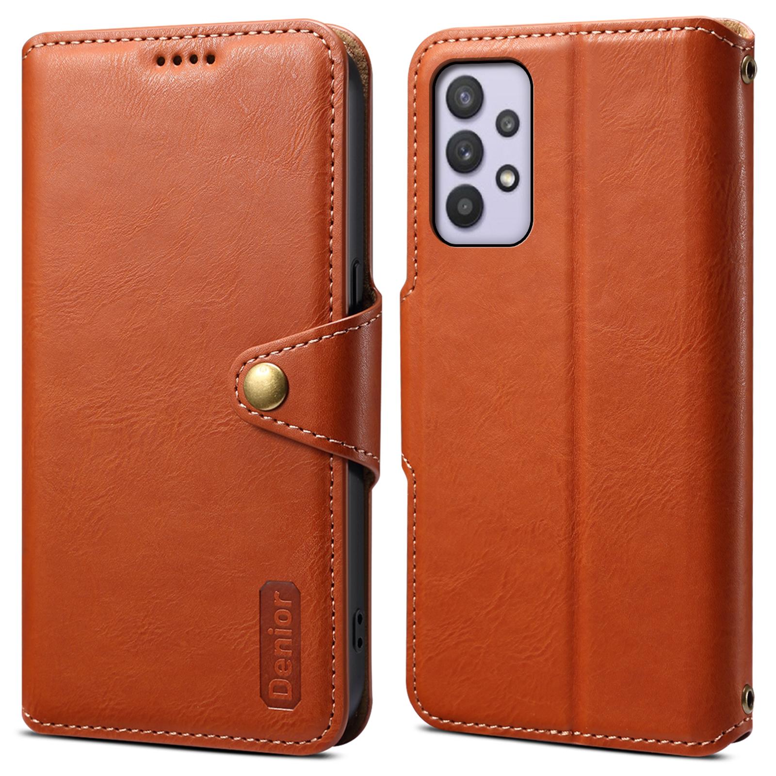 

DENIOR For Samsung Galaxy A32 5G/M32 5G Case PU Leather Full Protection Phone Wallet Cover Brown