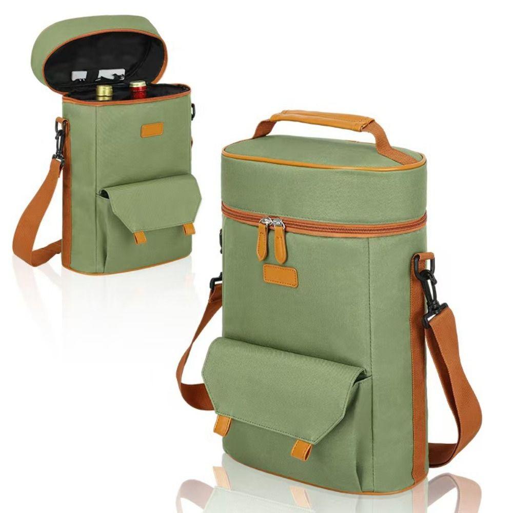 Portable Wine Tote Bag Two-bottle Camping Organizer Wine Bottle Shoulder Bag Outdoor Camping