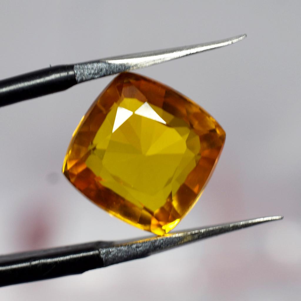 8.10 Carat Natural Orange Sapphire Square Cushion Cut CERTIFIED Loose Gemstone AM-685