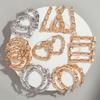 HipHop Gold Sliver Color Bamboo Round Hoop Earrings for Women Statement Big Circle Heart Star Geometric Earings Party Jewelry