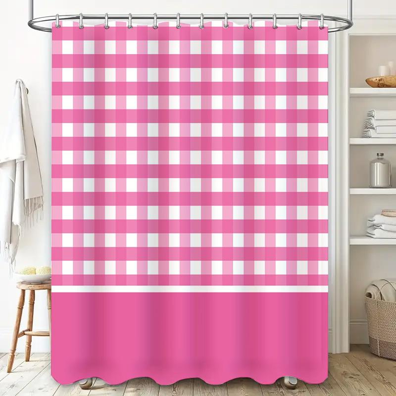 Customized Shower Curtain Personalized Name Home Decor Pink Striped Bathroom Accessories