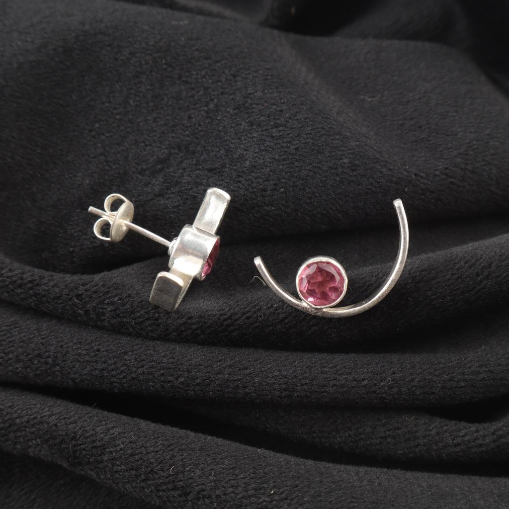 Pink Tourmaline Gemstone Sterling Silver Stud Post Wedding Gift Earrings Jewelry EE-145-15