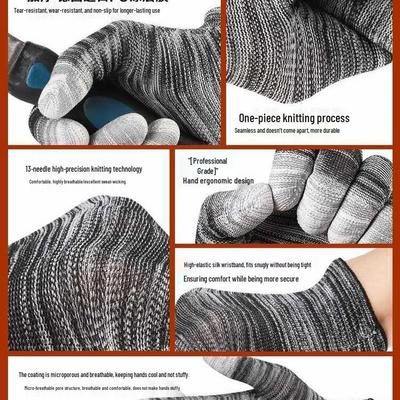PU Antistatische Handschuhe - Atmungsaktiv, Abriebfest, Rutschfest, Getauchter Gummi, Finger- und Handflächenbeschichtet für Elektronikarbeiten