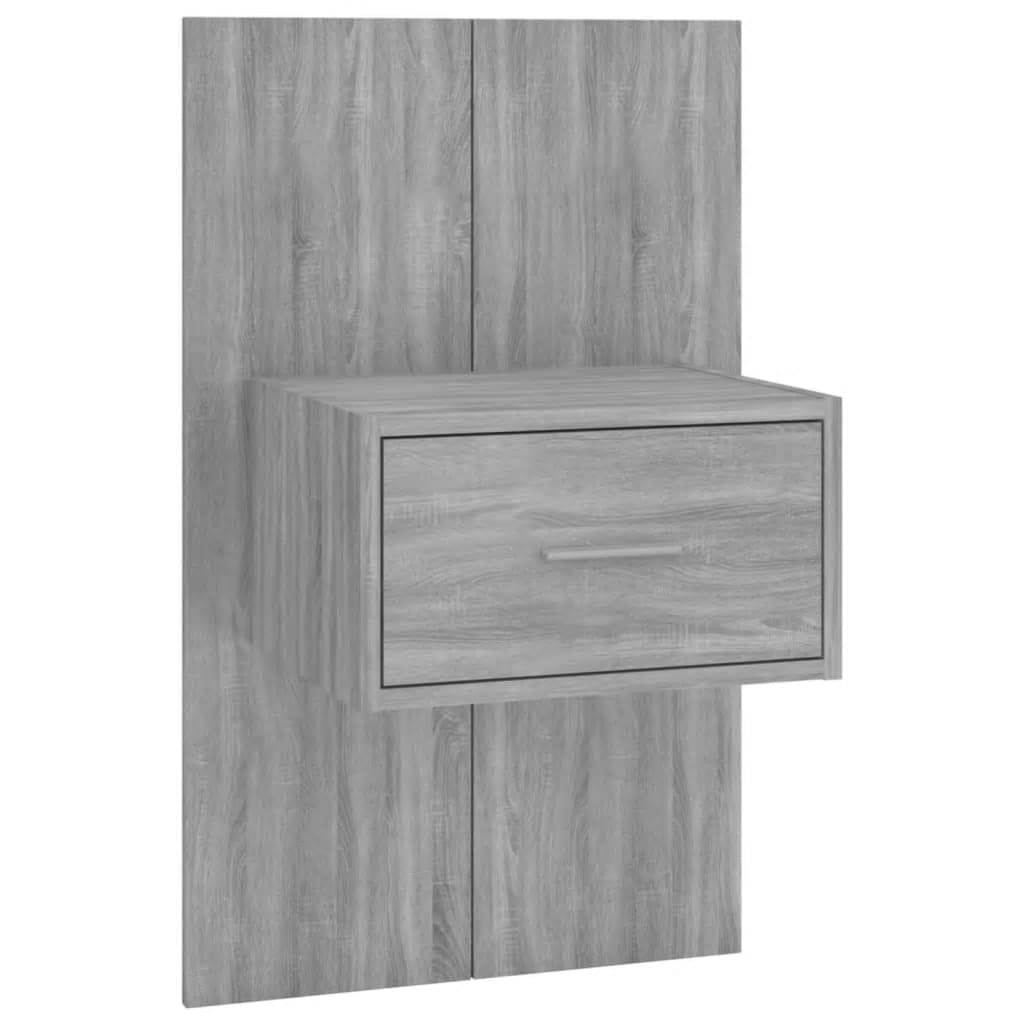 Bed Headboard with Nightstands Grey Sonoma Particleboard