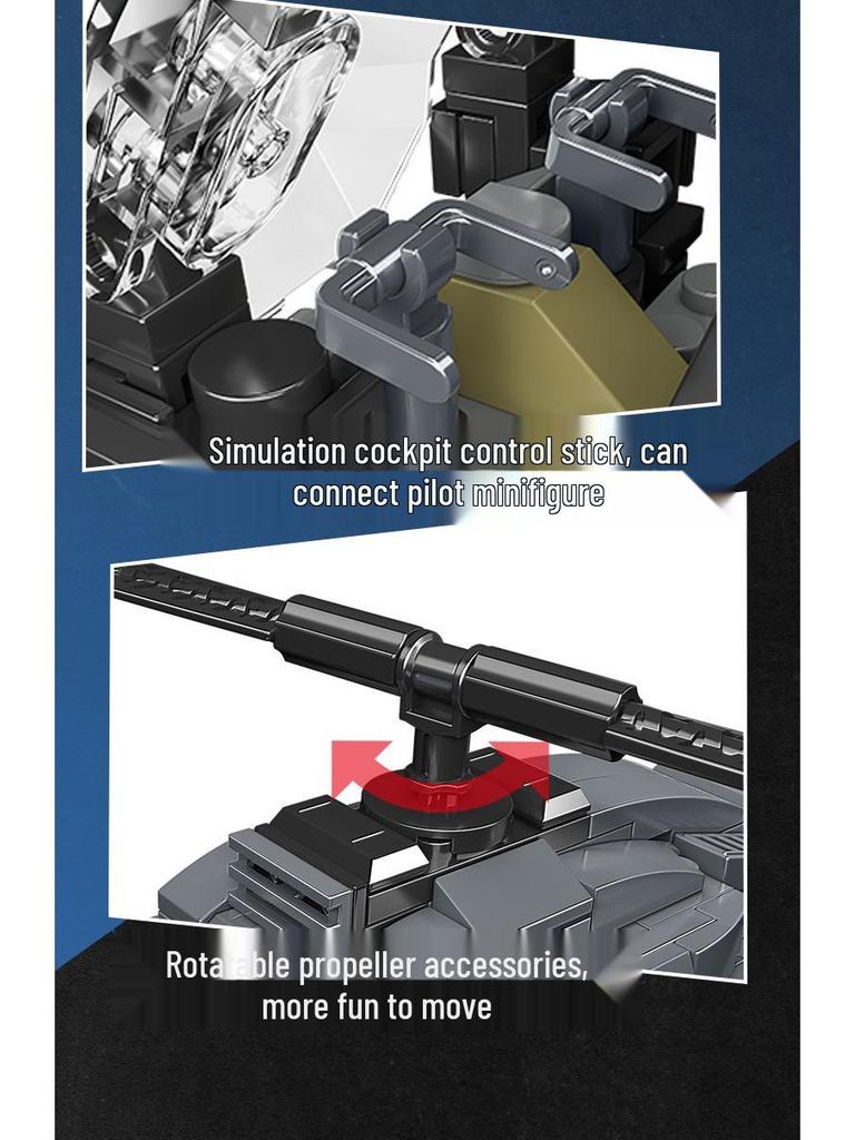 Compatible Lego Small Particle Building Blocks Helicopter Model - Children's Educational Assembly Insert Toy.