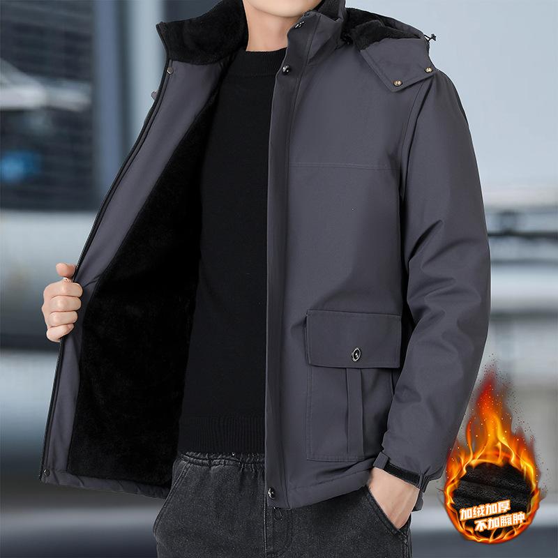 Fashionable and versatile Men's Thickened Warm Winter Jacket - Wrinkle Resistant Lightweight Soft and Cozy Long Sleeve Down Jacket