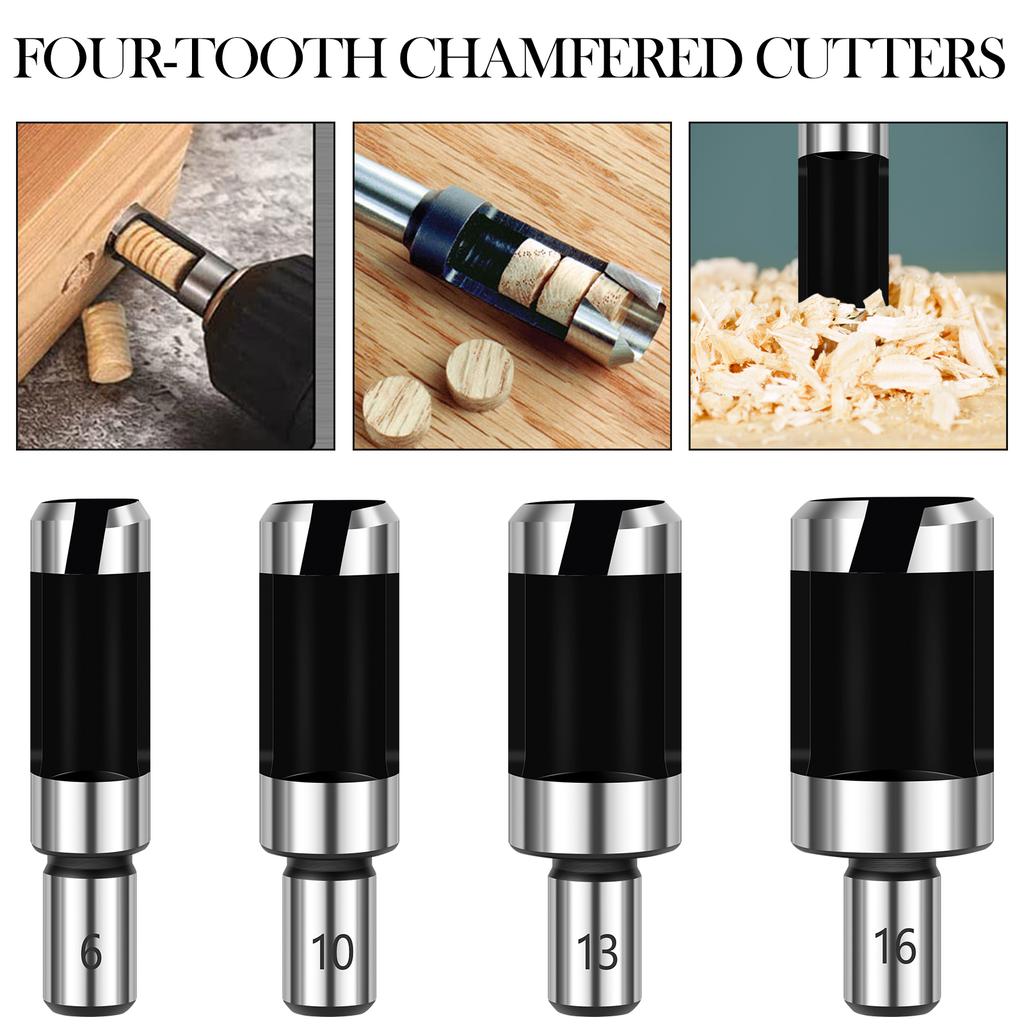 8PCS Wood Dowel Drill Bits Carbon Steel Wood Plug Cutter Countersink Drill Type Round Wood Tenon Drill Bits Round Shank