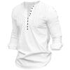 Men's Spring Summer Solid Top Fashion Casual Multi-Button Long Sleeve Shirt