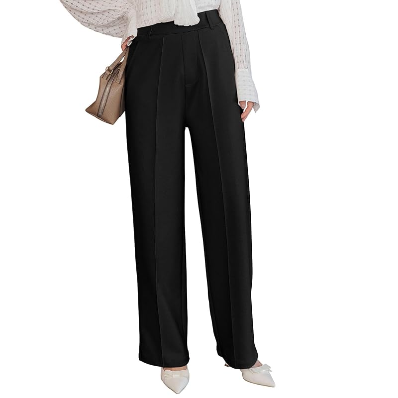 

[Kobe lettuce] wide pants long pants slacks ladies spring summer work commute office punch Beautiful [M4190] M black