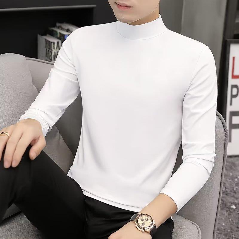 2-Pack Men's Modal Mid-Neck Long-Sleeve T-Shirts for Spring and Autumn
