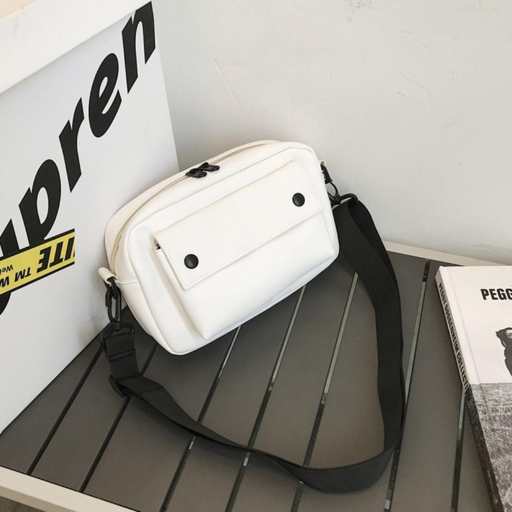 Causal PU Crossbody Bag Large Capacity Sports Shoulder Bag Simple Square Message Bag  Unisex