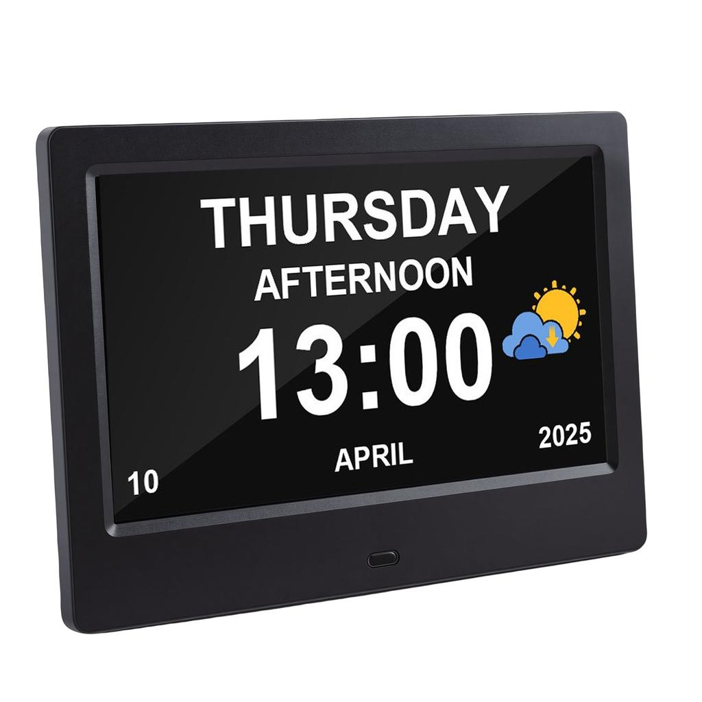 7 Inch Digital Calendar Clock Power Out Memory Auto Dimmable Video Image Playback Calendar Clock with Reminders 12