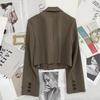 Fashionable and Simple Women's Solid Color Short Suit Coat with Long Sleeves