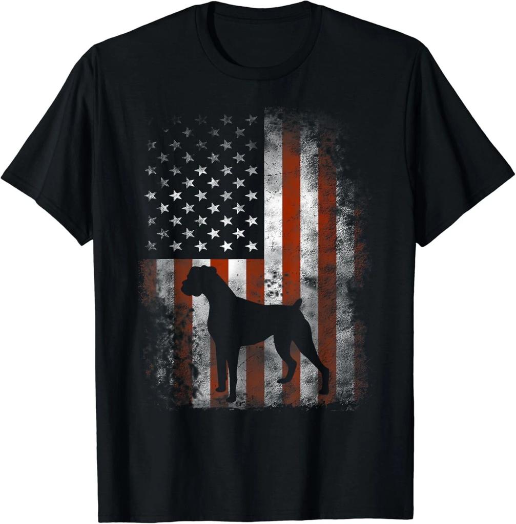 Boxer American Flag Shirt USA 4th Of July Dog Gift Unisex T-Shirt