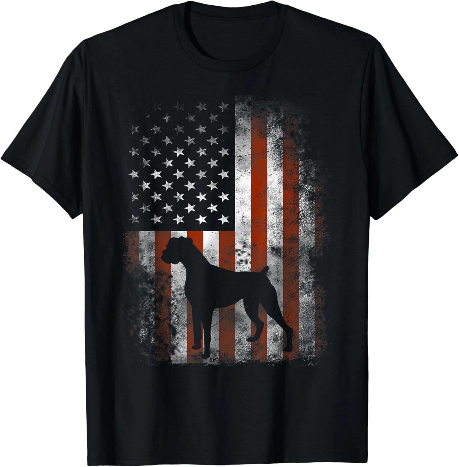 Boxer American Flag Shirt USA 4th Of July Dog Gift Unisex T-Shirt 3XL