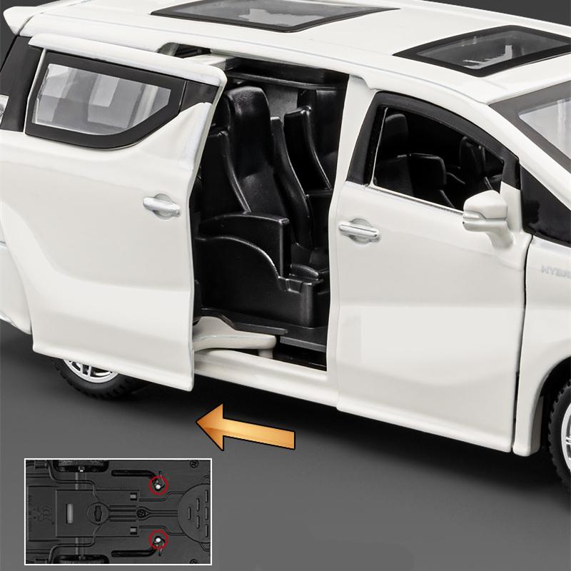 1/32 Toyota Vellfire MPV Alloy Car Model Sound and Light Pull Back Children's Toy Collectibles Birthday Gift