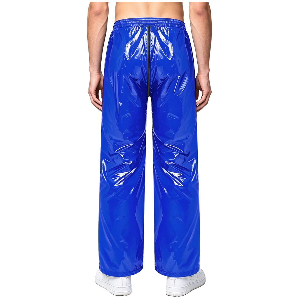 Men‘s Athletic Waterproof Pants S-3XL with Zipper Fly and Reflective Stripes Elastic Waist Straight Leg for Outdoor Sports