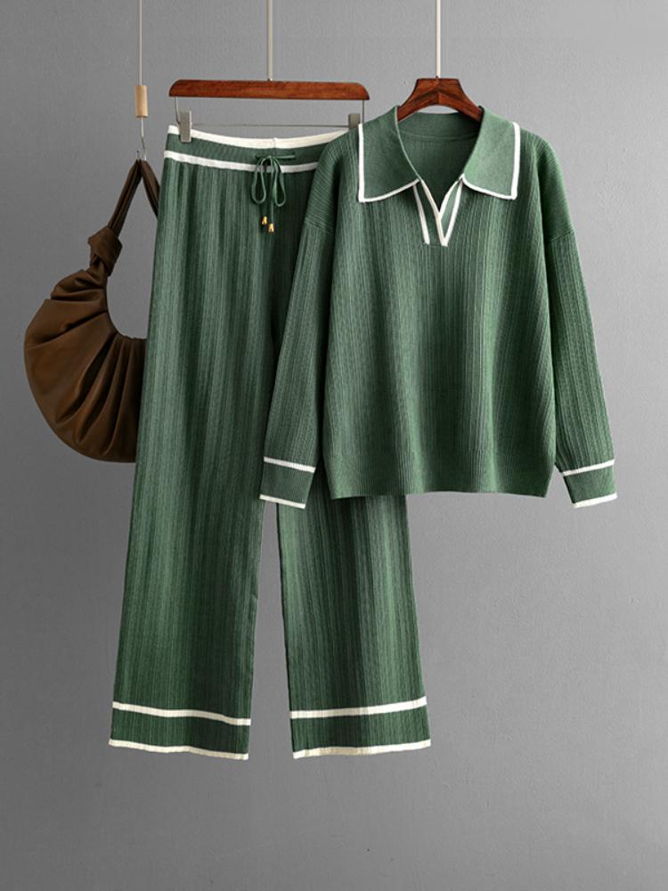 Elegant Women's Sweater Two Piece Sets Autumn Winter New Office Ladies Knitted Jumpers and Pants 2 Pieces Sets Outifits Women