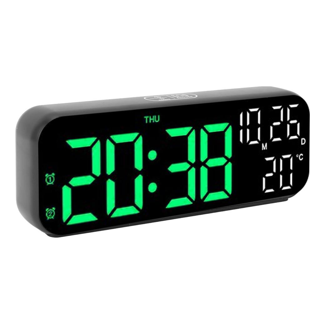 Digital Clock Dual Display Voice Control 3   Brightness Date Temp Display Countdown LED Electronic Alarm Clock