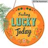 2D Flat, 1pc Round Aluminum Hanging Sign, "Feeling Lucky Today" Irish Clover Design, Patriotic St. Patrick's Day Metal Decor, Perfect for Home, Bar