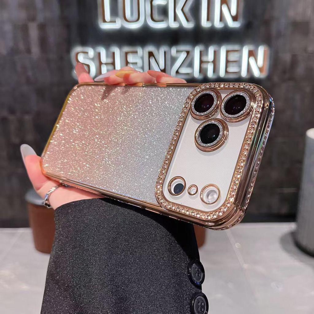 Verlauf Glitzer Strass Hülle für iPhone 17, 16 Pro Max, 15, 14 - Vollständige Abdeckung, Sturzsicherer Schutz