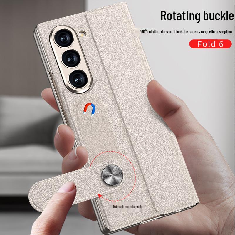 Samsung Z Fold6 Leather Flip Case: Cross-border Creative Business Shell-Screen Integrated Design