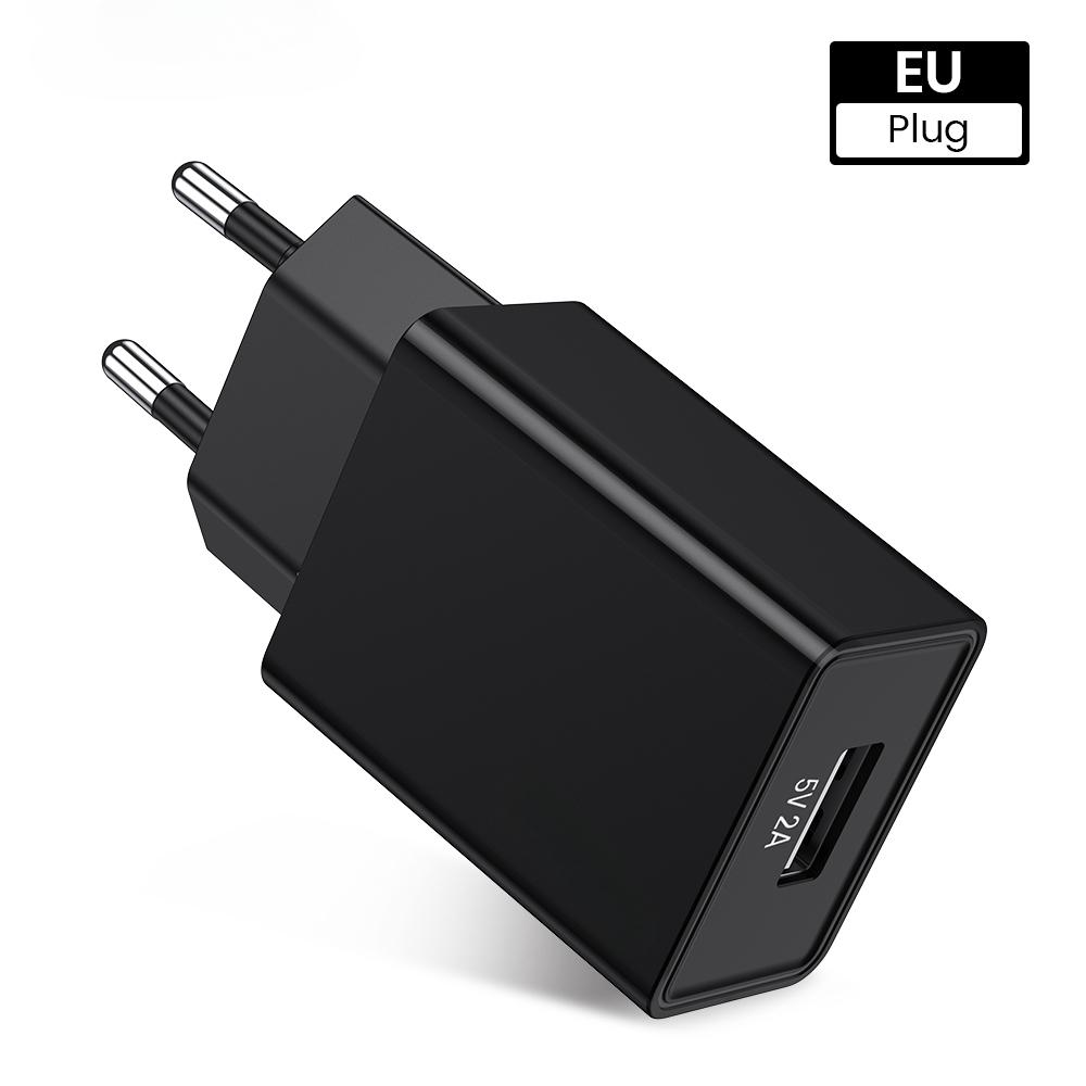 

USB-зарядное устройство с европейской вилкой USB-зарядное устройство для телефона 5 В/2 А дорожный сетевой адаптер для зарядки для мобильных телефонов Samsung Xiaomi EU Plug Black